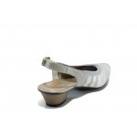 Сиви дамски обувки със среден ток, естествен набук - всекидневни обувки за пролетта и лятото N 100012157