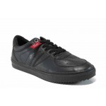 Черни мъжки спортни обувки с мемори пяна, здрава еко-кожа - спортни обувки за пролетта и лятото N 100012243