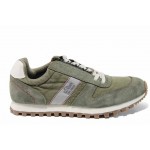 Зелени мъжки маратонки с мемори пяна, текстилна материя - спортни обувки за пролетта и лятото N 100012245