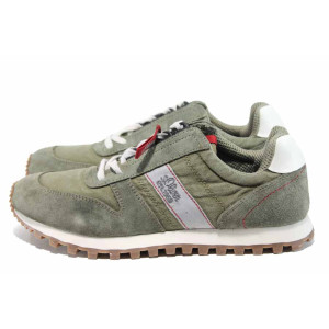 Зелени мъжки маратонки с мемори пяна, текстилна материя - спортни обувки за пролетта и лятото N 100012245