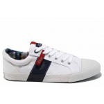 Бели мъжки спортни обувки, текстилна материя - спортни кецове за пролетта и лятото N 100012236