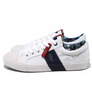 Бели мъжки спортни обувки, текстилна материя - спортни кецове за пролетта и лятото N 100012236