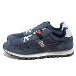 Тъмносини мъжки маратонки с мемори пяна, текстилна материя - спортни обувки за пролетта и лятото N 100012244