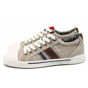 Бежови мъжки спортни обувки с мемори пяна, текстилна материя - спортни кецове за пролетта и лятото N 100012238