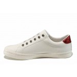 Бели дамски обувки с мемори пяна, с равна подметка, здрава еко-кожа - спортни обувки за пролетта и лятото N 100012228