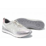 Сребристи дамски обувки с мемори пяна, с равна подметка, здрава еко-кожа - спортни обувки за пролетта и лятото N 100012231