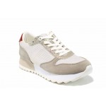 Бели дамски обувки с мемори пяна, с равна подметка, текстилна материя - спортни обувки за пролетта и лятото N 100012225