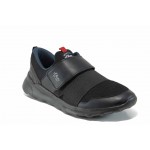 Черни мъжки маратонки, еко-кожа и текстилна материя - спортни обувки за пролетта и лятото N 100012246