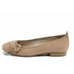 Бежови дамски обувки с равна подметка, текстилна материя - всекидневни обувки за пролетта и лятото N 100012213