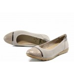 Бежови дамски обувки с равна подметка, естествена кожа - всекидневни обувки за пролетта и лятото N 100012212