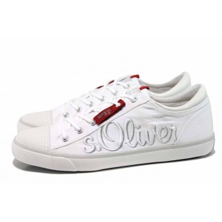 Бели мъжки спортни обувки, текстилна материя - спортни кецове за пролетта и лятото N 100012241