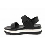 Черни дамски сандали, еко-кожа и текстилна материя - ежедневни обувки за пролетта и лятото N 100012218