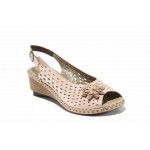 Розови дамски сандали, естествена кожа - ежедневни обувки за пролетта и лятото N 100012220