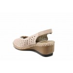Розови дамски сандали, естествена кожа - ежедневни обувки за пролетта и лятото N 100012220