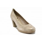 Бежови дамски обувки с висок ток, здрава еко-кожа - всекидневни обувки за пролетта и лятото N 100012235