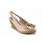 Розови дамски сандали, качествен еко-велур - ежедневни обувки за пролетта и лятото N 100012216