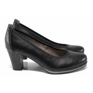 Черни дамски обувки с висок ток, здрава еко-кожа - всекидневни обувки за пролетта и лятото N 100012210