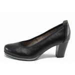 Черни дамски обувки с висок ток, здрава еко-кожа - всекидневни обувки за пролетта и лятото N 100012210
