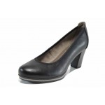 Черни дамски обувки с висок ток, здрава еко-кожа - всекидневни обувки за пролетта и лятото N 100012210
