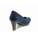 Сини дамски обувки с висок ток, текстилна материя - официални обувки за пролетта и лятото N 100012207