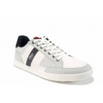 Бели мъжки спортни обувки, здрава еко-кожа - спортни кецове за пролетта и лятото N 100012237
