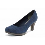 Сини дамски обувки с висок ток, текстилна материя - официални обувки за пролетта и лятото N 100012208