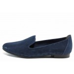 Сини дамски обувки с мемори пяна, с равна подметка, качествен еко-велур - всекидневни обувки за пролетта и лятото N 100012214