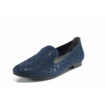 Сини дамски обувки с мемори пяна, с равна подметка, качествен еко-велур - всекидневни обувки за пролетта и лятото N 100012214