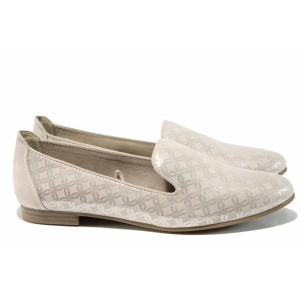 Бежови дамски обувки с мемори пяна, с равна подметка, качествен еко-велур - всекидневни обувки за пролетта и лятото N 100012215