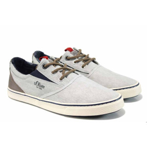 Сиви мъжки спортни обувки, текстилна материя - спортни кецове за пролетта и лятото N 100012240