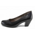 Черни дамски обувки със среден ток, здрава еко-кожа - всекидневни обувки за пролетта и лятото N 100012209