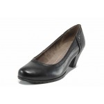 Черни дамски обувки със среден ток, здрава еко-кожа - всекидневни обувки за пролетта и лятото N 100012209