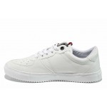 Бели мъжки спортни обувки с мемори пяна, здрава еко-кожа - спортни обувки за пролетта и лятото N 100012242