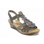 Сиви дамски сандали, здрава еко-кожа - ежедневни обувки за пролетта и лятото N 100012222