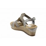 Сиви дамски сандали, здрава еко-кожа - ежедневни обувки за пролетта и лятото N 100012221