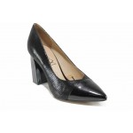 Черни дамски обувки с висок ток, естествена кожа - официални обувки за целогодишно ползване N 100012337