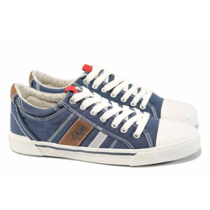 Сини мъжки спортни обувки с мемори пяна, текстилна материя - спортни обувки за пролетта и лятото N 100012342