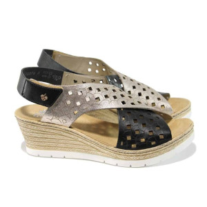 Черни дамски сандали, естествена кожа - всекидневни обувки за пролетта и лятото N 100012351