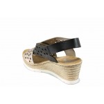 Черни дамски сандали, естествена кожа - всекидневни обувки за пролетта и лятото N 100012351