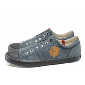 Сини мъжки спортни обувки, текстилна материя - спортни обувки за пролетта и лятото N 100012341