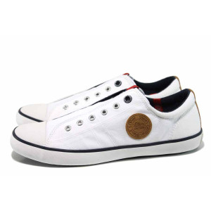 Бели мъжки обувки, текстилна материя - всекидневни обувки за пролетта и лятото N 100012340