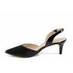 Черни дамски сандали, естествена кожа - официални обувки за пролетта и лятото N 100012347