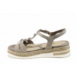Бежови дамски сандали с мемори пяна, естествена кожа - всекидневни обувки за пролетта и лятото N 100012396