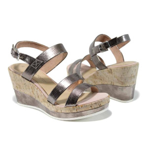 Розови дамски сандали, здрава еко-кожа - всекидневни обувки за пролетта и лятото N 100012392