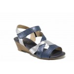 Сини дамски сандали, естествена кожа - всекидневни обувки за пролетта и лятото N 100012388