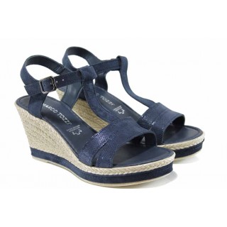 Сини дамски сандали, естествена кожа - всекидневни обувки за пролетта и лятото N 100012394