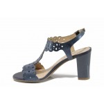 Сини дамски сандали, естествена кожа - елегантни обувки за пролетта и лятото N 100012386