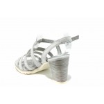 Сиви дамски сандали, еко-кожа и текстилна материя - всекидневни обувки за пролетта и лятото N 100012395