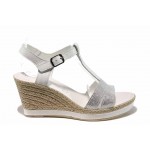 Бели дамски сандали, естествена кожа - всекидневни обувки за пролетта и лятото N 100012393