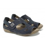 Сини ортопедични дамски сандали, естествена кожа - всекидневни обувки за пролетта и лятото N 100012390